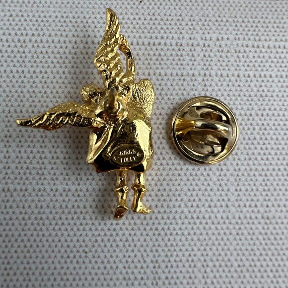 Kirks Folly Gold-Tone Angel Pin 1 7/8" With Wings & Secure Locking Clasp Jewelry - Picture 5 of 5